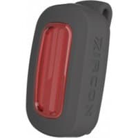 Black Moon Zircon-R rear bike light with red lens and 90 lumens output, compact design with rounded edges.