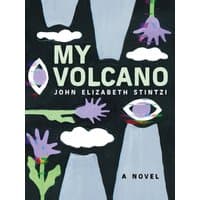 "My Volcano" novel by Arsenal Pulp Press, abstract cover with purple flowers and eyes on a dark background.