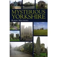 "Mysterious Yorkshire" book by DB Publishing, cover with collage of Yorkshire landmarks and dark blue background.