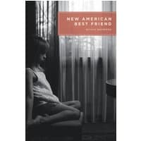 "New American Best Friend" book by Button Poetry, cover shows a black-and-white photo of a girl sitting by a window.