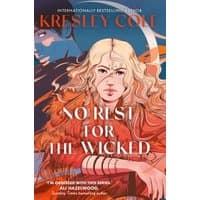 Book cover for "No Rest for the Wicked" by Kresley Cole, featuring a blonde woman in a red cloak with swirling patterns.