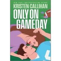 "Only on Gameday" book by Mira Books, green cover with illustrated couple lying on grass, football in background.
