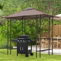 Outsunny BBQ Tent Canopy Gazebo with Side Tables - Coffee - image 4