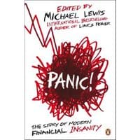 "Panic" book by Michael Lewis, white cover with red scribbles and bold black text, Penguin logo at bottom.