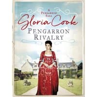 Book cover of "Pengarron Rivalry" by Canelo, featuring a woman in a red dress with a historic estate background.