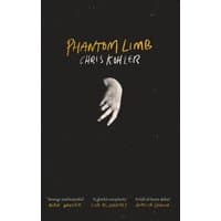 "Phantom Limb book cover featuring a floating hand on a black background with gold and white text."