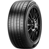 Black Pirelli P Zero PZ5 tire with sleek tread pattern and bold sidewall branding, mounted on a black alloy wheel.