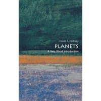 Book cover of "Planets" by David A. Rothery, featuring abstract landscape art with green, orange, and purple hues.