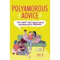 "Book 'Polyamorous Advice' with illustrated group on couch, yellow background, by Page Street Publishing Co."