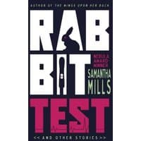 "Rabbit Test and Other Stories" book by Tachyon Publications, black cover with bold white and pink text, rabbit silhouette.