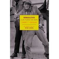 "Ringolevio book by New York Review Books, cover shows a man in a coat and hat, yellow title block with black text"