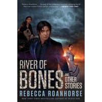 "Book 'River of Bones and Other Stories' by Simon & Schuster, cover with three characters and dark, atmospheric background"