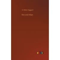 Brown cover book "She and Allan" by Outlook Verlag with minimalist design and small colorful logo at bottom.