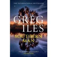 "Greg Iles novel 'Southern Man' with twilight sky and silhouetted trees on the cover"