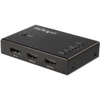 Black StarTech.com 4-port HDMI video switch with 3 HDMI ports, 1 DisplayPort, and 4K 60Hz support.