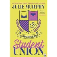 Yellow "Student Union" book by Julie Murphy, features a purple crest with bra, ring, and book icons, Penguin logo.