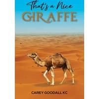 Book cover "That's a Nice Giraffe" with a camel in a desert under a blue sky.