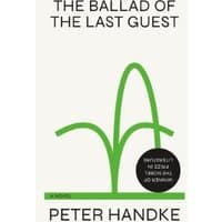 "The Ballad of the Last Guest" book cover, white with green abstract design and black circle with text.