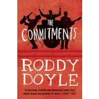 "The Commitments" book by Roddy Doyle, red cover with band silhouettes and white text.