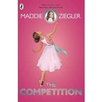 Pink book cover titled "The Competition" by Maddie Ziegler, featuring a dancer in a pink dress with a bow.