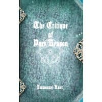 Hardcover book "The Critique of Pure Reason" with ornate blue-green patterned cover and white Gothic text.