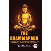 Buddhist book cover with golden Buddha statue, dark background, and bold yellow title "The Dhammapada" by Double 9 Books LLP.