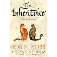 Book cover of "The Inheritance" featuring two cats, one orange and one gray, with ornate text and authors' names below.