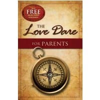 "The Love Dare for Parents" book with vintage compass design and red banner on aged parchment background.