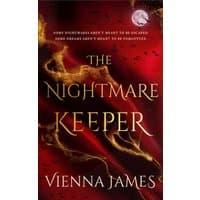 "The Nightmare Keeper book with red swirling mist and flying birds on cover, moon in top corner, by Amazon Publishing"