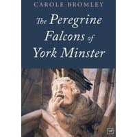 Book cover, "The Peregrine Falcons of York Minster" by Valley Press, features a stone sculpture with a falcon perched on it.