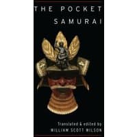 "The Pocket Samurai book with ornate samurai helmet illustration on black cover, edited by William Scott Wilson."