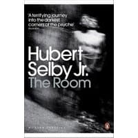 Black and white book cover of "The Room" by Hubert Selby Jr., featuring a blurred figure and bold white text.