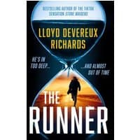Book cover of "The Runner" by Lloyd Devereux Richards, featuring a silhouette of a running man inside an hourglass.