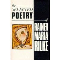 "The Selected Poetry of Rainer Maria Rilke book, cream and black cover with abstract art and bold text"