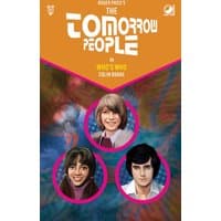 "The Tomorrow People - Who's Who" book cover with retro design and three character portraits in circles.