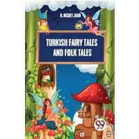 "Colorful book cover with fairies, mushrooms, and a house, titled 'Turkish Fairy Tales And Folk Tales' by Double 9 Books"