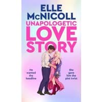 "Unapologetic Love Story" book by Pan Macmillan, cover with couple embracing, bold pink and blue text.
