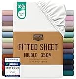 White Utopia Bedding fitted sheet, double size, deep pocket 14 inch, soft brushed polyester, shrinkage and fade resistant.