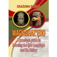"Wagiaghaz'Edo book by i2i Publishing, featuring Edo masks on cover, red and yellow accents, and historical text."