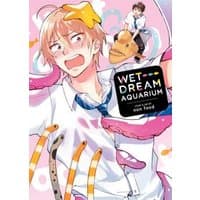 Manga cover "Wet Dream Aquarium" with a surprised boy, sea creatures, and a playful pink background.