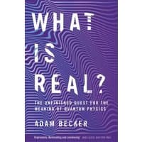 Purple book cover titled "What Is Real?" with wavy white lines and bold white text.