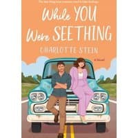 "Book cover of 'While You Were Seething' by Pan Macmillan, featuring a couple sitting on a blue vintage truck."