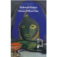"Women Without Men" book by Penguin, cover art of a green-faced figure with a blue background and a red goblet.