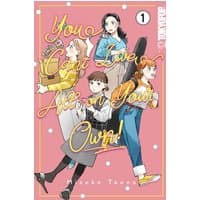 Manga book "You Can't Live All on Your Own!, Volume 1" with four illustrated characters on a pink polka dot background.