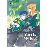 Manga "Yuri Is My Job! 4" cover with two girls in green school uniforms sitting under a tree, one with blue hair, one with orange.