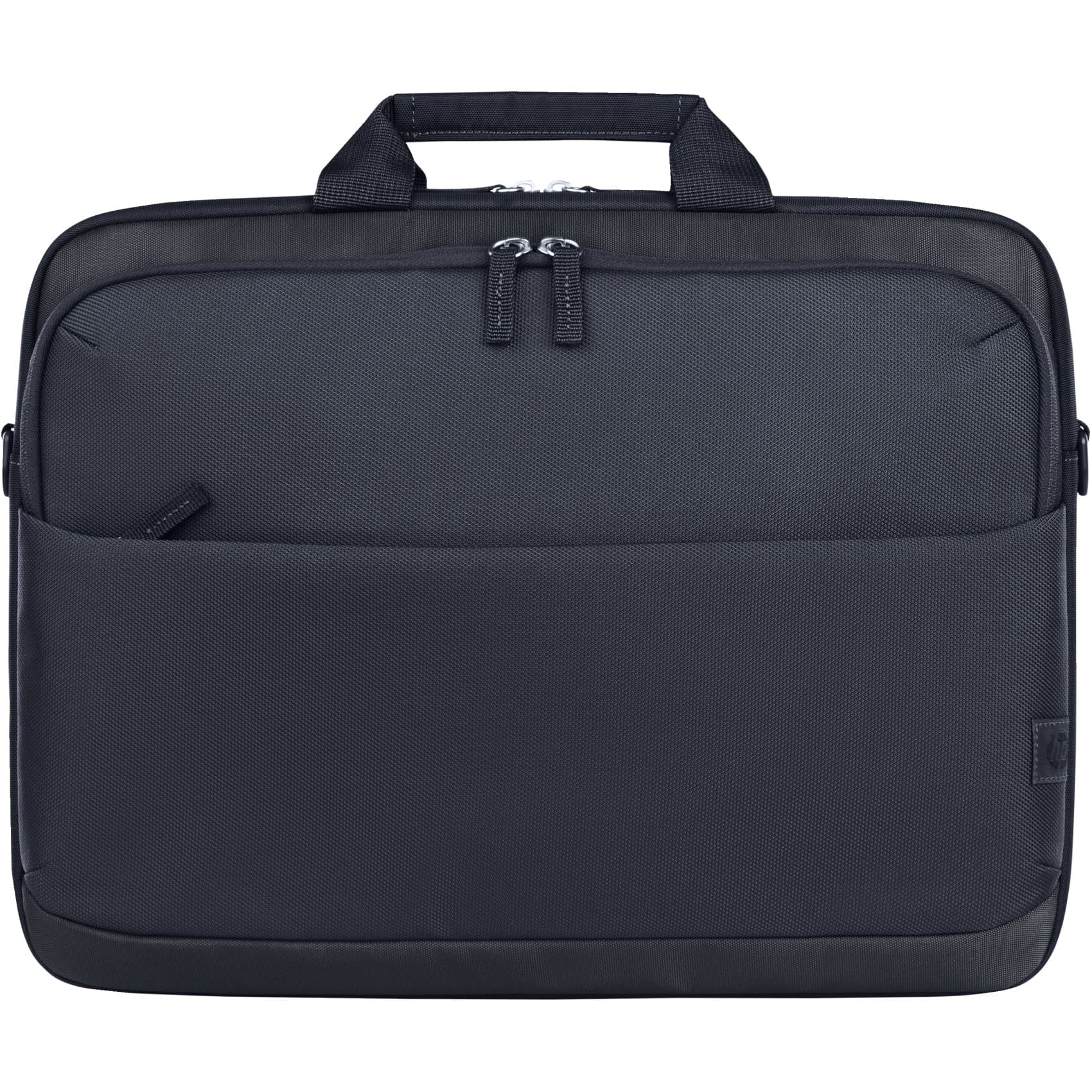Gray HP Everyday 16 laptop bag featuring a sleek design, dual zippered compartments, sturdy handles, and a durable fabric exterior.