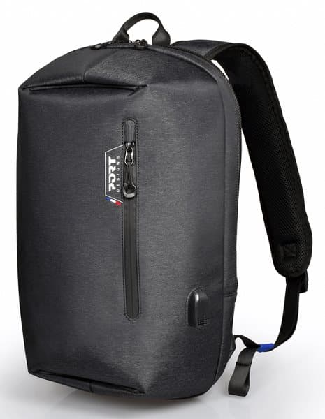 Black 15.6" Port Designs SAN FRANCISCO backpack featuring a sleek, durable exterior, padded shoulder straps, a front zip pocket, and a top carry handle.