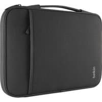 Black Belkin laptop sleeve, 14-inch, with zippered front pocket and carrying handle.
