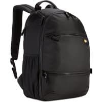 Black Case Logic BRBP-106 backpack with padded straps, front zip pocket, and side mesh pocket.