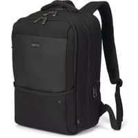 Black Dicota D32163-RPET laptop briefcase with dual zippers, front pocket, and padded shoulder straps.